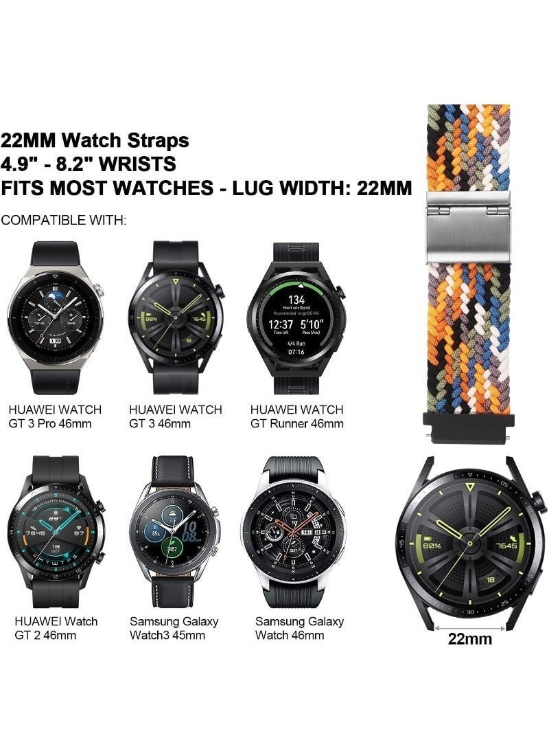 Hiras Soft Braided Nylon Strap for Garmin Venu 3 & Vivoactive 4 | Also Fits Huawei GT 5/GT 4/Watch 4, Amazfit GTR 4 | 22mm Adjustable Elastic Sport Band (No Watch) - Image 5